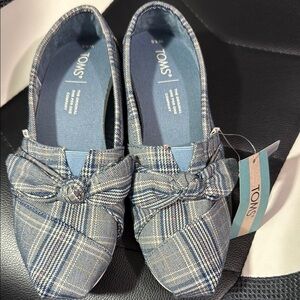 TOMS Blue Plaid Slip-On Shoes